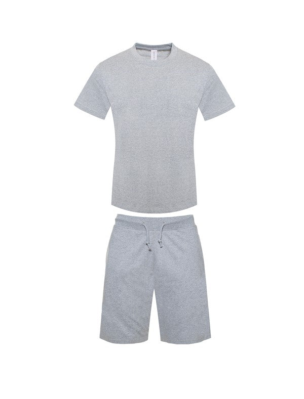 Men's Premium Heavy Weight Single Jersey Heather Gray Short Set