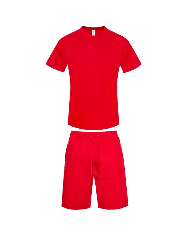 Men's Premium Heavy Weight Single Jersey Red Short Set