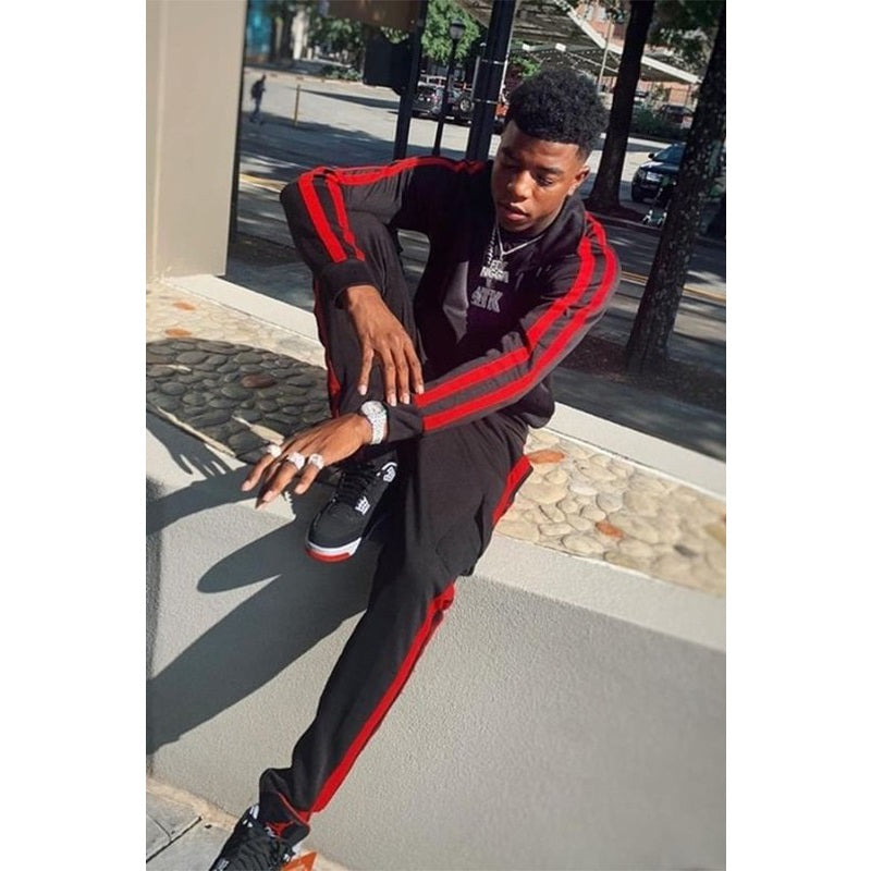 Men's Slim Swagging  Striped Tracksuit