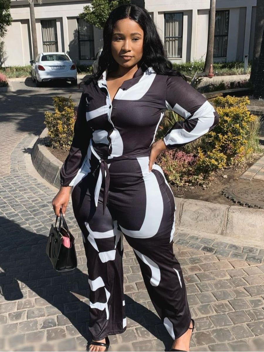 Bosses And Dimes Casual Printed Black/White One-piece Jumpsuit - Bosses and Dimes