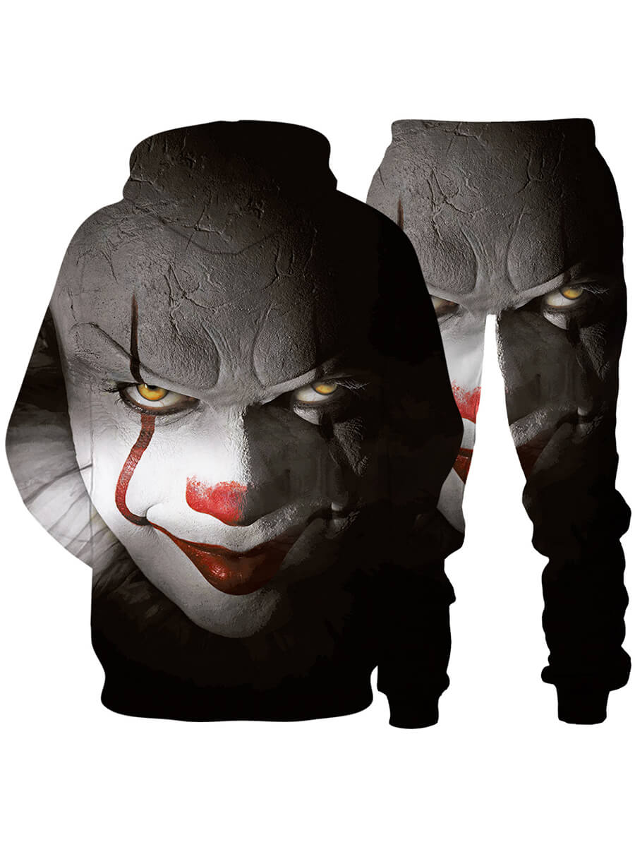 Bosses And Dimes Black Hooded Clown Printed Two-Piece Sweatsuit - Bosses and Dimes